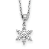 Sterling Silver RH-plated Polished CZ Snowflake With 2in Ext. Necklace