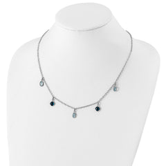Sterling Silver Rhod-plat London and Sky Blue Topaz With 2in ext. Necklace