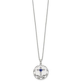 Sterling Silver Enameled Blue & Clear CZ Cross Necklace