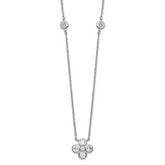 Sterling Silver Rhodium-plated Polished CZ Flower with 2in ext. Necklace