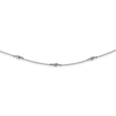 Sterling Silver Rhodium-plated Diamond-cut Oval Beads With 3in ext Choker