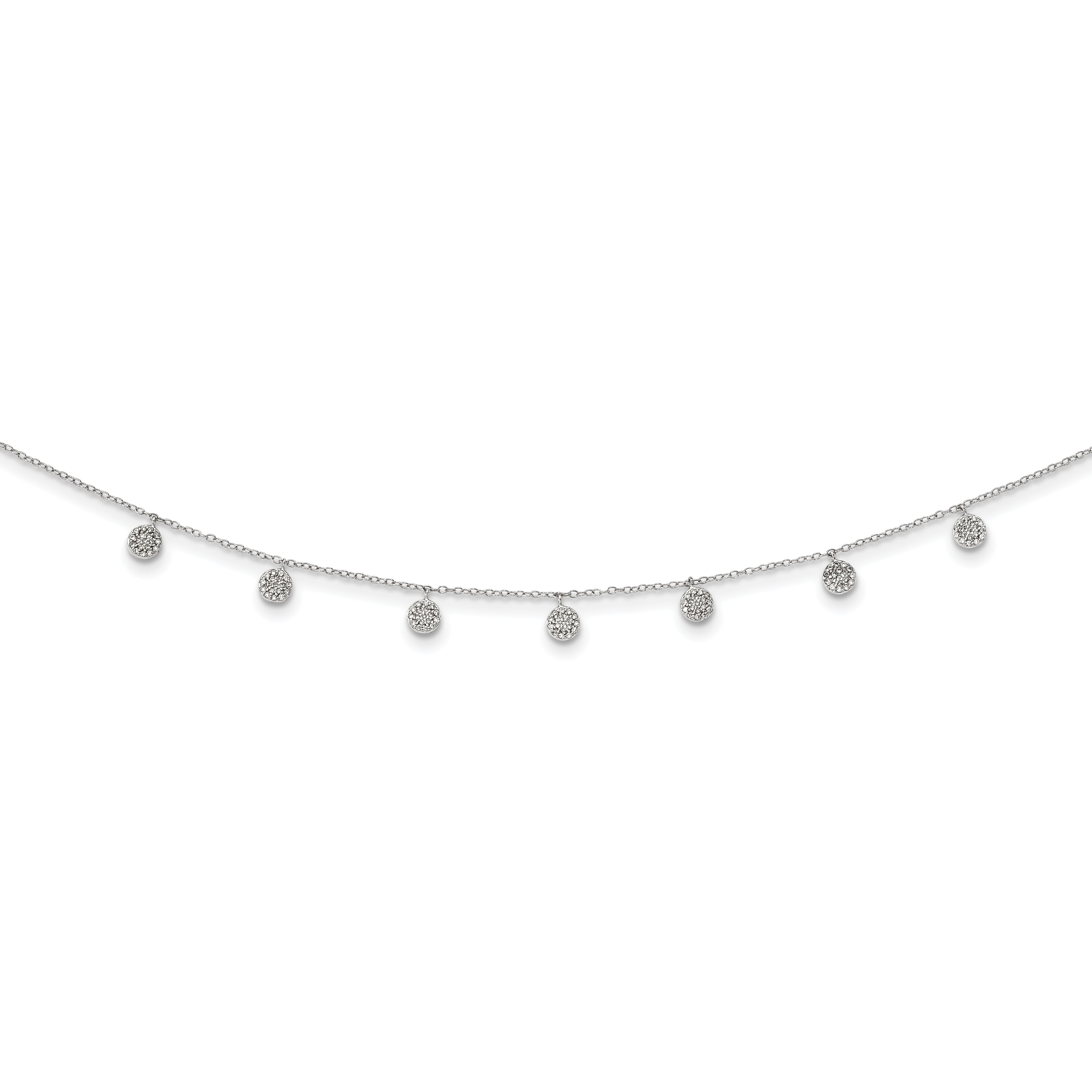 Sterling Silver Rhodium-plated CZ With 4in ext. Choker