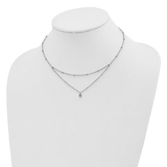 Sterling Silver Rhodium-plated CZ Beaded With 4in ext. Choker