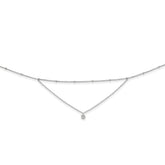 Sterling Silver Rhodium-plated CZ Beaded With 4in ext. Choker