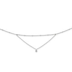 Sterling Silver Rhodium-plated CZ Beaded With 4in ext. Choker