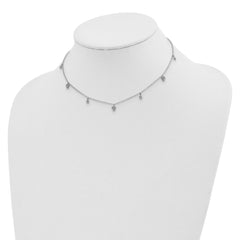 Sterling Silver Rhodium-plated CZ 12.5in With 2in ext Choker Necklace