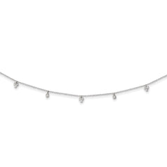Sterling Silver Rhodium-plated CZ 12.5in With 2in ext Choker Necklace