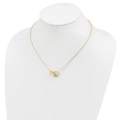 Sterling Silver Gold-tone Polished 2-Rings Necklace