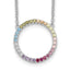 Prizma Sterling Silver Rhodium-Rhodium-Plated 16 inch Colorful CZ Open Circle Necklace with 2 inch Extender