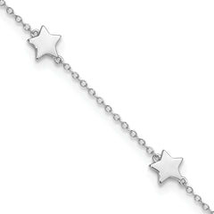 Sterling Silver Rhodium-plated Stars 8.5 inch Plus 2 inch Extender - Total 10.5 inch Anklet