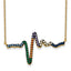Prizma Sterling Silver Gold-tone 14K Flash Gold-plated 18 inch Colorful CZ Heartbeat Necklace with 1 inch Extender