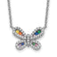 Colorful Cubic Zirconia Butterfly Necklace in Sterling Silver, 16 Inch - Sophia Jewelers