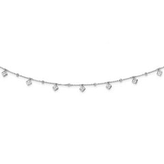 Sterling Shimmer Sterling Silver Rhodium-Rhodium-Plated 16 inch 13 Stone 13 Station CZ Necklace with 2 inch extender