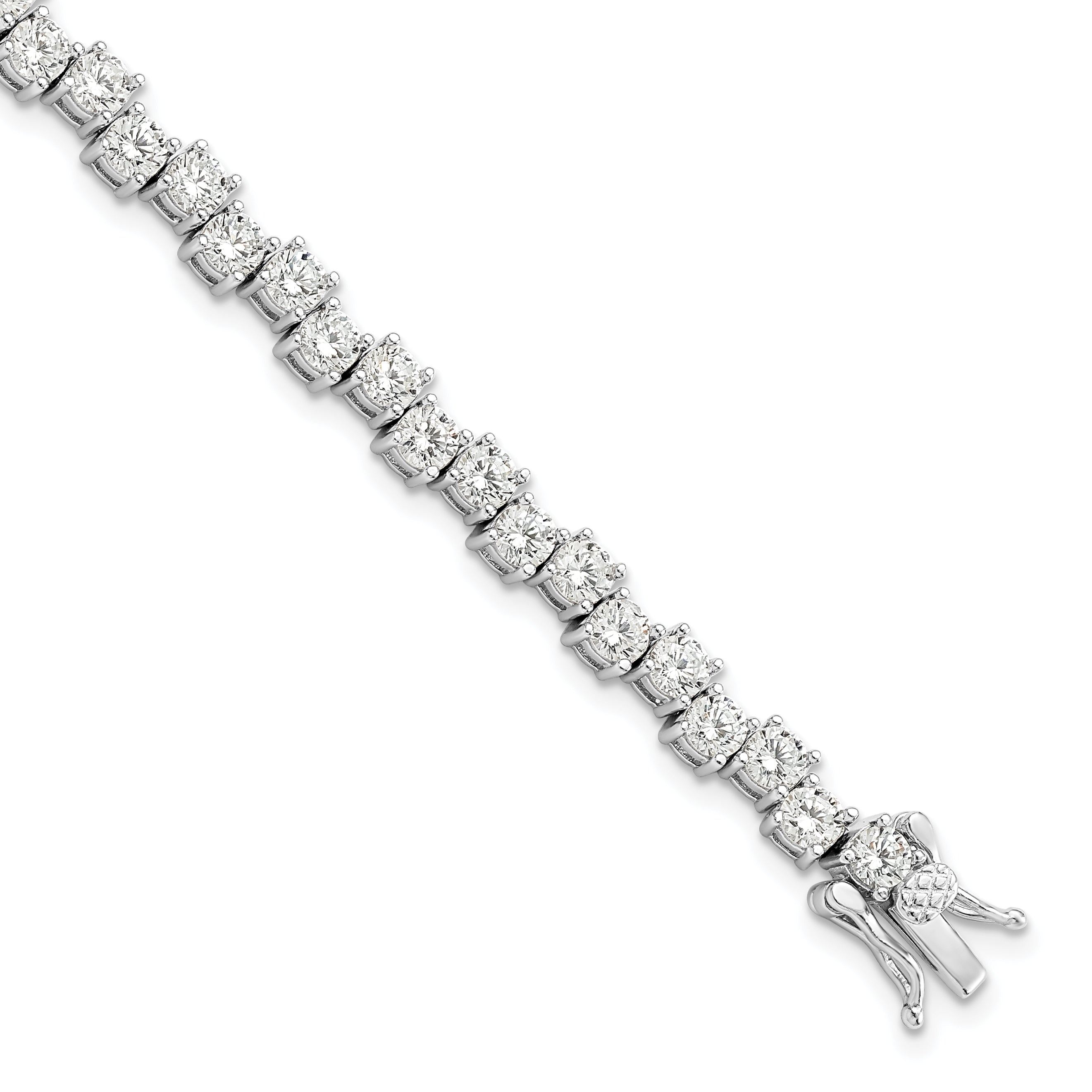 Sterling Silver Rhodium-Rhodium-Plated Polished 4mm CZ Bracelet