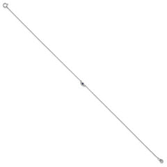 Sterling Silver Rhodium-plated Polished Blue & White CZ Eye 10in  Anklet
