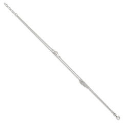 Sterling Silver CZ Flip Flop 9in Plus 1in Ext. Anklet