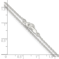 Sterling Silver CZ Flip Flop 9in Plus 1in Ext. Anklet