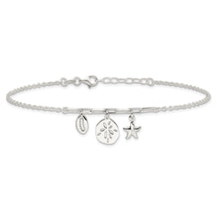 Sterling Silver Shells 9in Plus 1 in Ext. Anklet