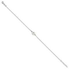 Sterling Silver with CZ Sand Dollar 9in Plus 1 in Ext. Anklet