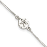 Sterling Silver with CZ Sand Dollar 9in Plus 1 in Ext. Anklet