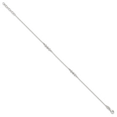 Sterling Silver CZ 3-Diamond Shapes 9in Plus 1 in Ext. Anklet