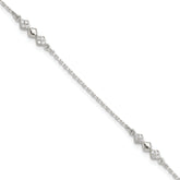 Sterling Silver CZ 3-Diamond Shapes 9in Plus 1 in Ext. Anklet
