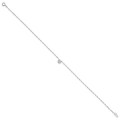 Sterling Silver Rhodium-plated Polished CZ Anklet