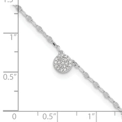 Sterling Silver Rhodium-plated Polished CZ Anklet