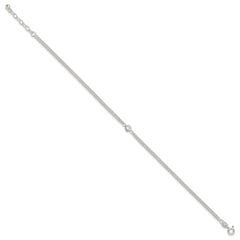 Sterling Silver Bezel CZ 2-Strand 9in Plus 1 in Ext. Anklet
