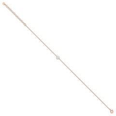 Sterling Silver Rose-tone White Created Opal 9in Plus 2 in ext. Anklet