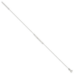 Sterling Silver Crystal Bar 9 inch Plus 1 inch Extender - Total 10 inch Anklet