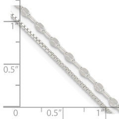 Sterling Silver 2-Strand 9in Plus 1 in Ext. Fancy Chain Anklet