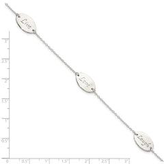 Sterling Silver Polished Live Laugh Love 7.5in Bracelet