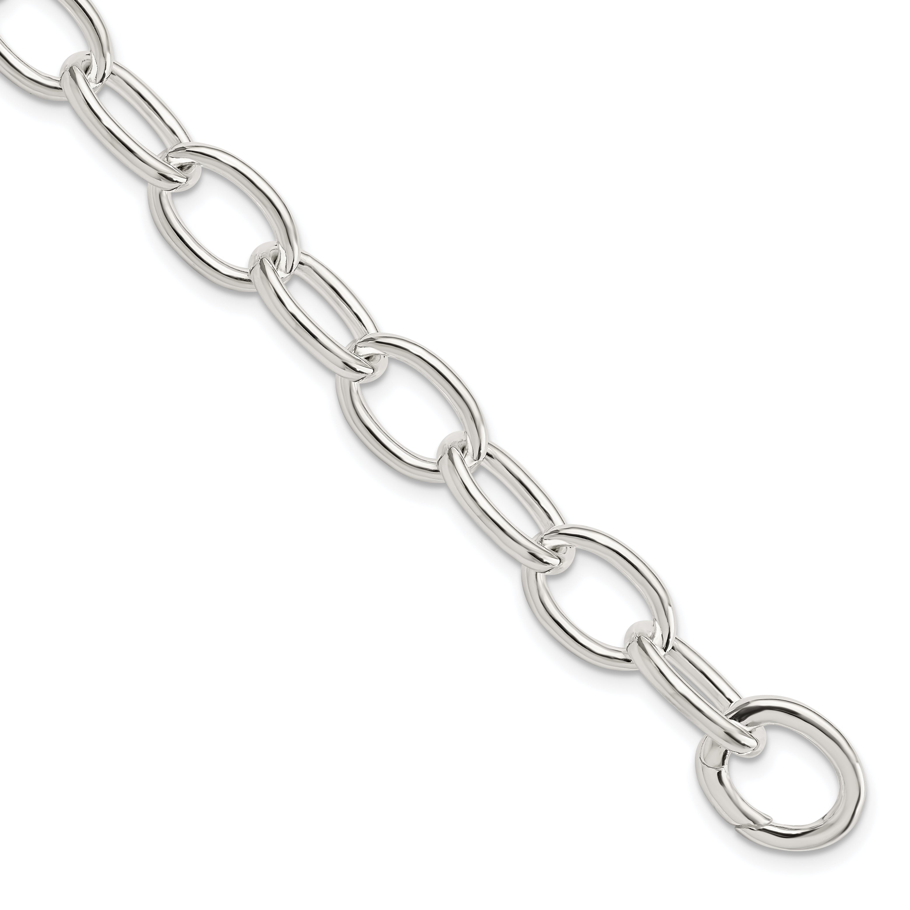 Sterling Silver Rhodium-Rhodium-Plated Polished Fancy Link Bracelet