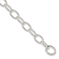 Sterling Silver Rhodium-Rhodium-Plated Polished Fancy Link Bracelet