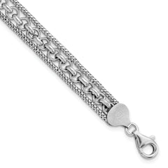 Sterling Silver Rhodium-Rhodium-Plated Polished Bracelet