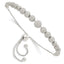 Sterling Silver Polished & Lasered Beaded Adjustable Bracelet