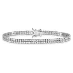 Sterling Silver Rhodium-plated 2-Row CZ Tennis Bracelet