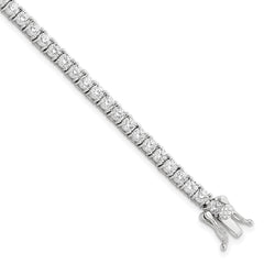 Sterling Silver Rhodium-Rhodium-Plated Polished CZ Tennis Bracelet