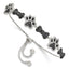 Sterling Silver Rhodium-plated CZ Paw Print & Dog Bone Adj Bracelet