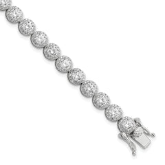 Sterling Silver Rhodium-Rhodium-Plated Polished Round CZ Tennis Bracelet