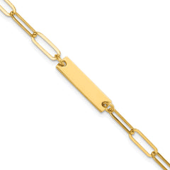 Sterling Silver Gold-plated Polished ID w/ 1.25in ext. Bracelet