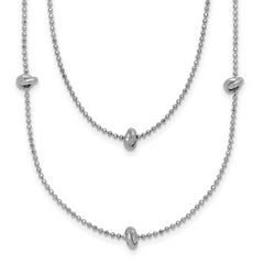 Sterling Silver Rhodium-Rhodium-Plated Polished Multi-strand w/ 2in ext. Necklace
