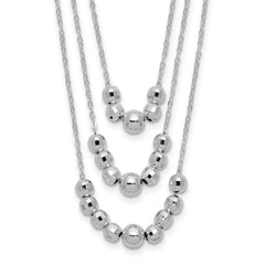 Sterling Silver Polished 3-Strand Beaded Necklace