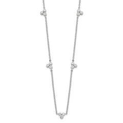 Sterling Silver Rhodium-Rhodium-Plated Polished CZ 5 Stations Necklace