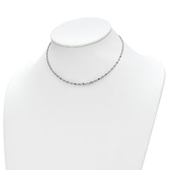 Sterling Silver Rhodium-plated Polished Multi-color CZ w/3 IN EXT Choker