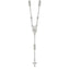 Sterling Silver Polished Mary and Cross Y-drop 1.75in ext. Necklace