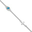 Sterling Silver Rhodium-Plated CZ Enamel Cross w/Eye 6.5in w/1in ext Bracelet
