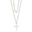 Sterling Silver Fancy Cross Double Strand Necklace