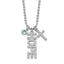 Sterling Silver Rhodium-Rhodium-Plated CZ and Cross D/C Bead Chain Necklace